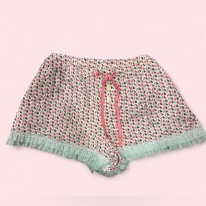 Victoria's Secret Pink Floral Ruffle-Trim Shorts with Mint Accents